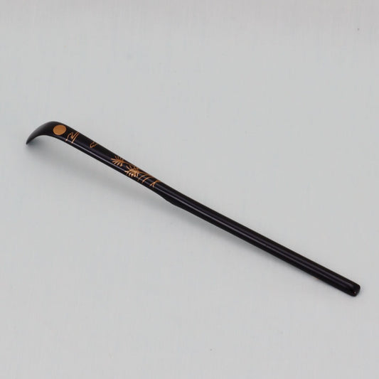 WAJIMA LACQUERWARE CHASHAKU SUSUKI NI TSUKI MAKIE DESIGN, TRADITIONAL JAPANESE TEA CEREMONY SPOON