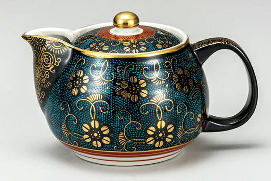 KUTANI JAPANESE TEA POT AOCHIBU TESEEN (WITH NETTED DESIGN)