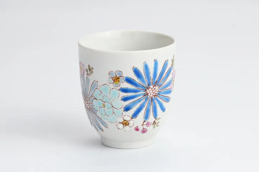KUTANI WARE YUNOMI FLOWER BLUE/ IROEKUTANI YUU