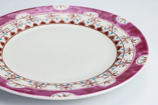 KUTANI WARE PERSIAN PURPLE PLATE IROE-YU HAND-PAINTED JAPANESE CERAMIC PLATE MADE IN JAPAN