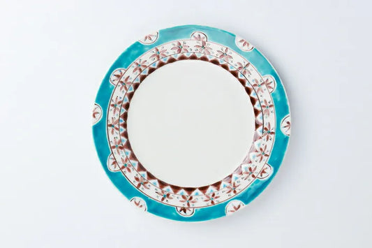 KUTANI WARE PERSIAN BLUE PLATE IROE-YU HAND-PAINTED JAPANESE CERAMIC PLATE MADE IN JAPAN