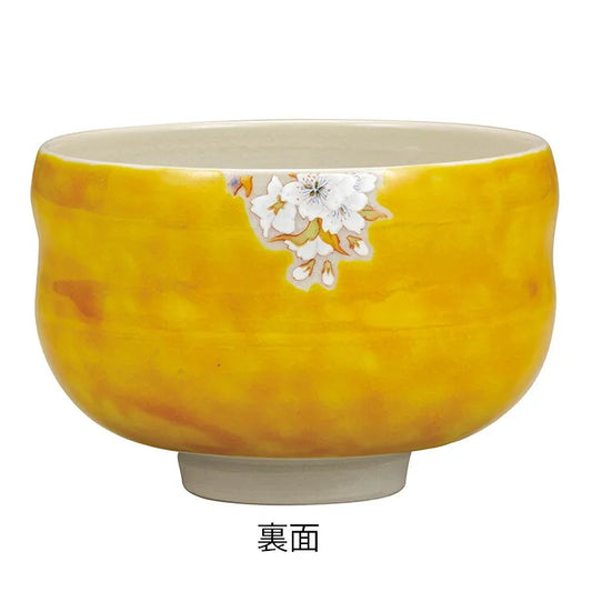 KUTANI JAPANESE MATCHA BOWL-YOSHIDAYA STYLE SAKURA AND BIRD DESIGN