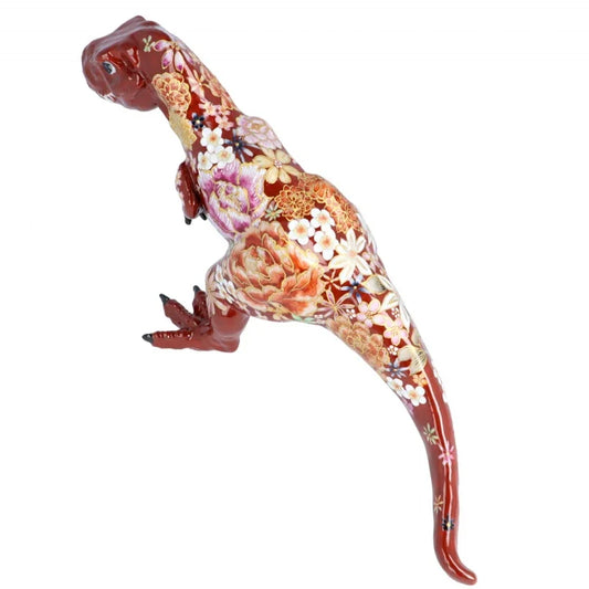 KUTANI WARE FIGURINE TYRANNOSAURUS AKA HANA-ZUME BY YUKIO NISHI
