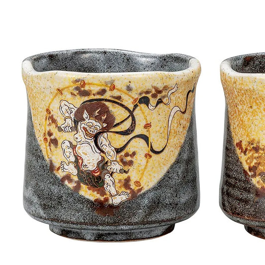 KUTANI PORCELAIN YUNOMI TEA CUP SET – FUJIN AND RAIJIN