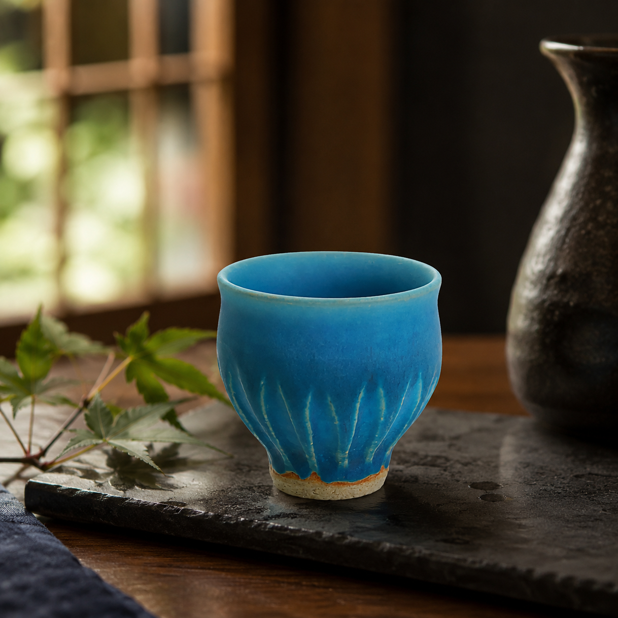 KUTANI WARE TURKISH GLAZE GUINOMI (SAKE CUP) / KOKUZOU KILN