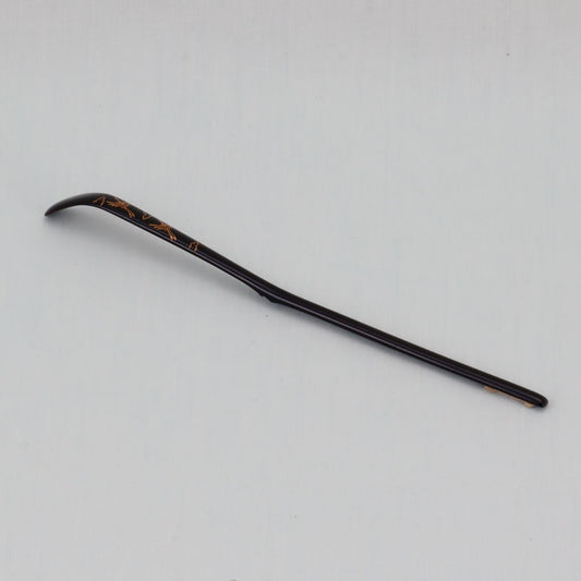 WAJIMA LACQUERWARE CHASHAKU CRANE MAKIE DESIGN, TRADITIONAL JAPANESE TEA CEREMONY SPOON