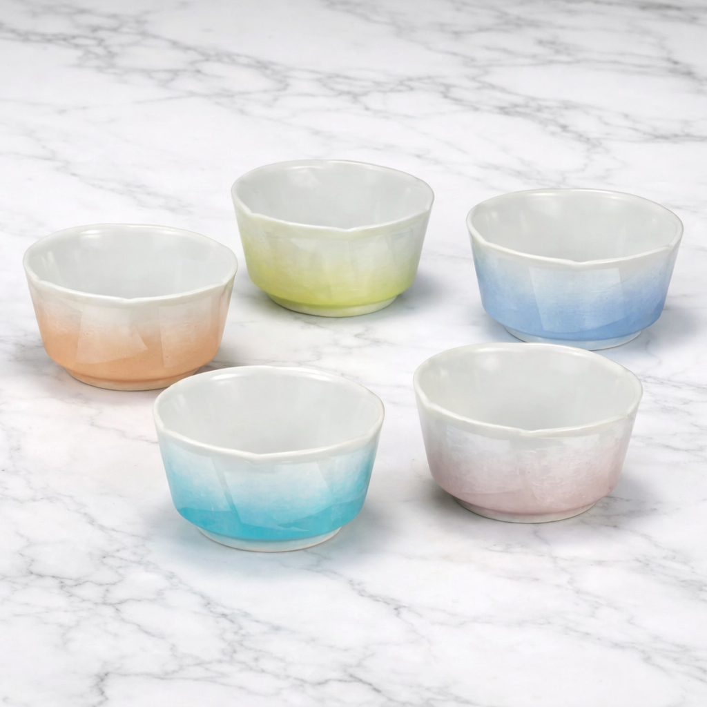 JAPANESE KUTANI WARE SMALL BOWL SET SILVER DECORATION (GINSAI)