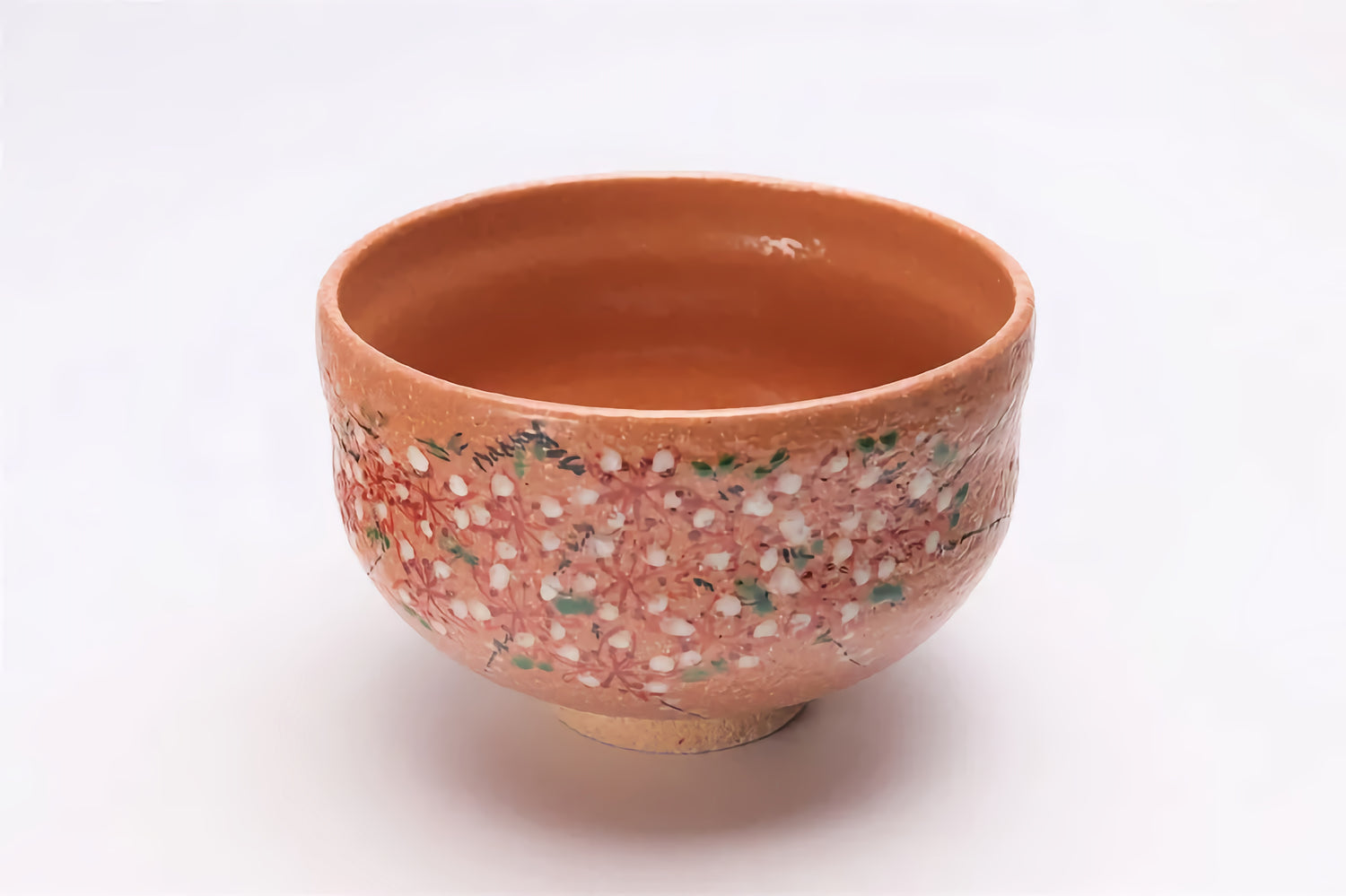 JAPANESE ARITA NISHIKI SAKURA CHIRASHI MATCHA BOWL (WITH WOODEN BOX)
