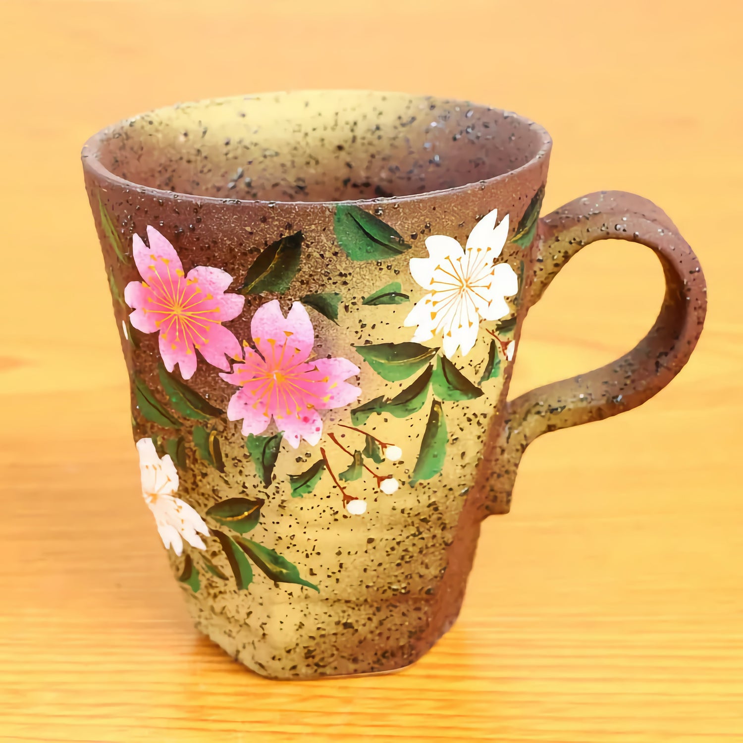 KUTANI WARE ROUGH-HEWN MUG CUP - HANA KASUMI SAKURA/ BIZAN KLIN