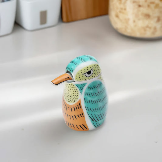 ARITA WARE NISHIKI KINGFISHER-SHAPED SOY SAUCE DISPENSER / KOURAKU KILN