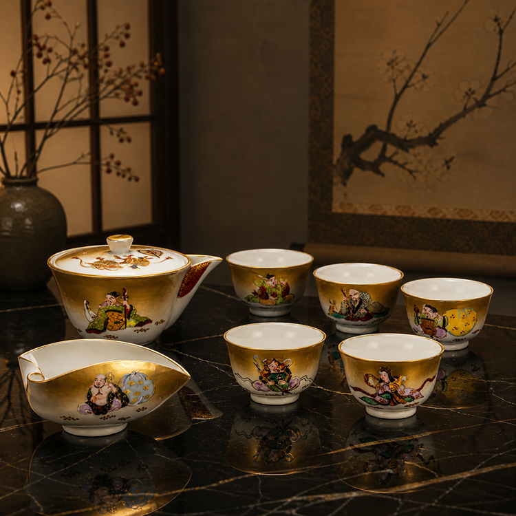 Kutani ware tea utensil set