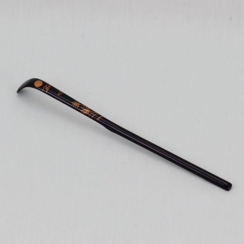 WAJIMA LACQUERWARE CHASHAKU SUSUKI NI TSUKI MAKIE DESIGN, TRADITIONAL JAPANESE TEA CEREMONY SPOON
