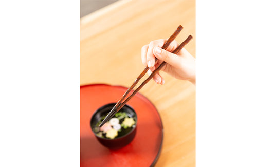 YAMANAKA LACQUERWARE - KEYAKI SPIRAL CHOPSTICKS – DARK BROWN FINISH (NON-SLIP) 23CM