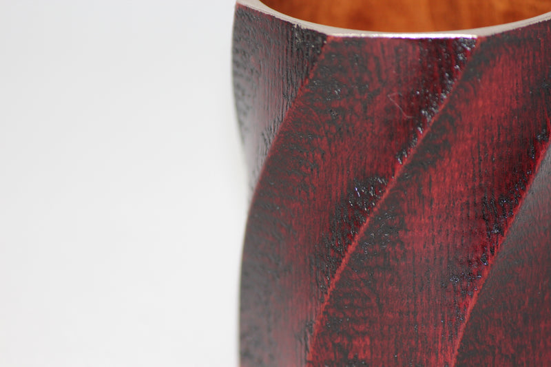 YAMANAKA LACQUERWARE MAPLE(KAEDE) ROCK CUP – SPIRAL RED