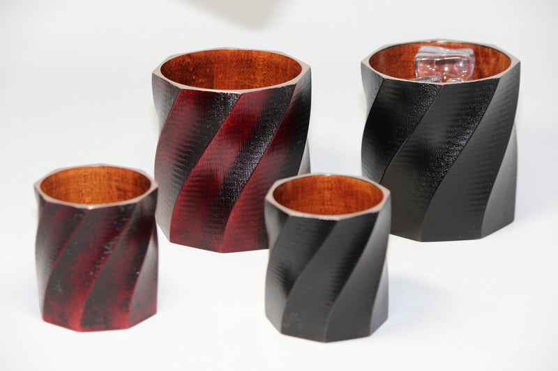 YAMANAKA LACQUERWARE MAPLE(KAEDE) ROCK CUP – SPIRAL RED