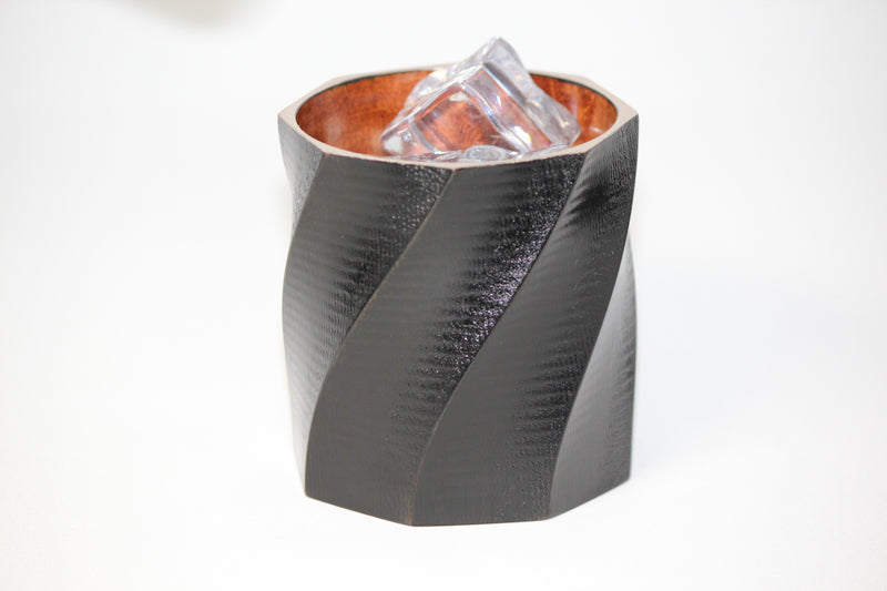 YAMANAKA LACQUERWARE MAPLE(KAEDE) ROCK CUP – SPIRAL BLACK