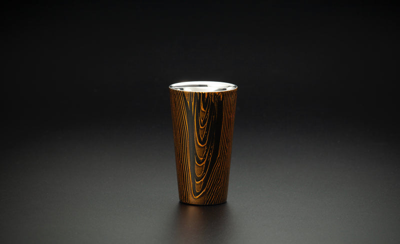 YAMANAKA LACQUERWARE URUSHI POLISHED CUP DOUBLE-WALLED (MODERN) SERIES STRAIGHT CUP - EBONY