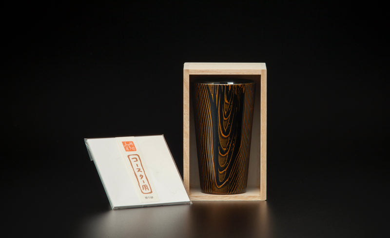 YAMANAKA LACQUERWARE URUSHI POLISHED CUP DOUBLE-WALLED (MODERN) SERIES STRAIGHT CUP - EBONY