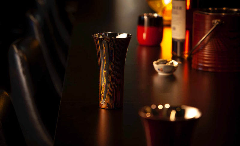 YAMANAKA LACQUERWARE URUSHI POLISHED CUP DOUBLE-WALLED (MODERN) SERIES STRAIGHT CUP - EBONY