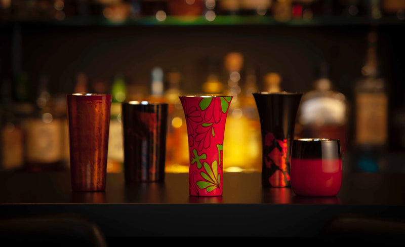 YAMANAKA LACQUERWARE URUSHI POLISHED CUP SAI SERIES BEER CUPS - RED SAI
