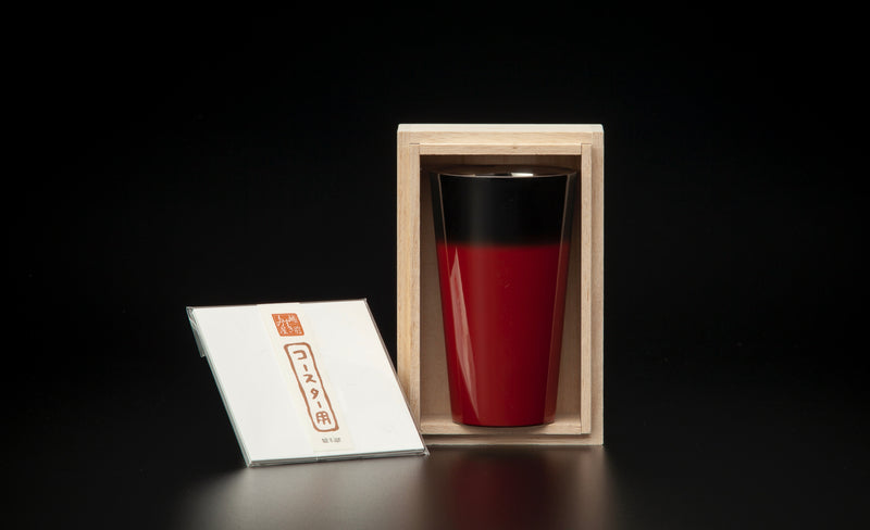 YAMANAKA LACQUERWARE URUSHI POLISHED CUP DOUBLE-WALLED SAI SERIES STRAIGHT CUP - RED SAI