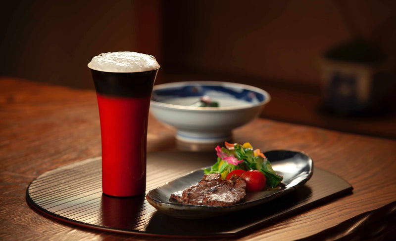 YAMANAKA LACQUERWARE URUSHI POLISHED CUP DOUBLE-WALLED SAI SERIES STRAIGHT CUP - RED SAI