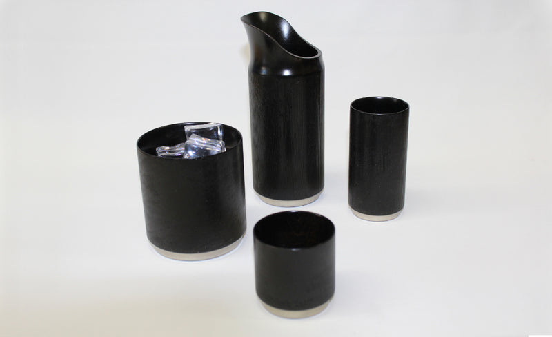 JAPANESE YAMANAKA LACQUERWARE SHOT CUP – MIZUME SAKURA, BLACK TREE RINGS DESIGN