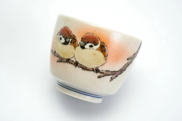 KUTANI WARE GUINOMI TWO SPARROWS PAINTING /TOSHITO NAKAMURA