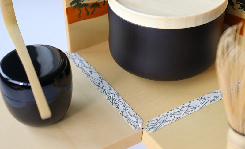 YAMANAKA LACQUERWARE TEA CEREMONY BOX - WHITE WOOD (NATURAL) PINE, JAPANESE TEA STORAGE