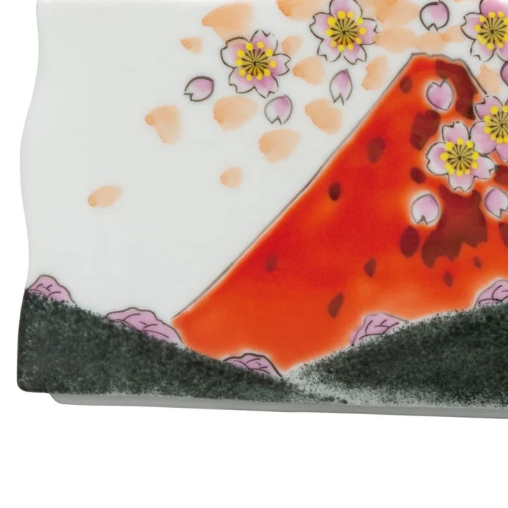 KUTANI WARE SINGLE-FLOWER VASE – RED FUJI BY FUKUDA SHŌRYŪ (GIFT BOX)