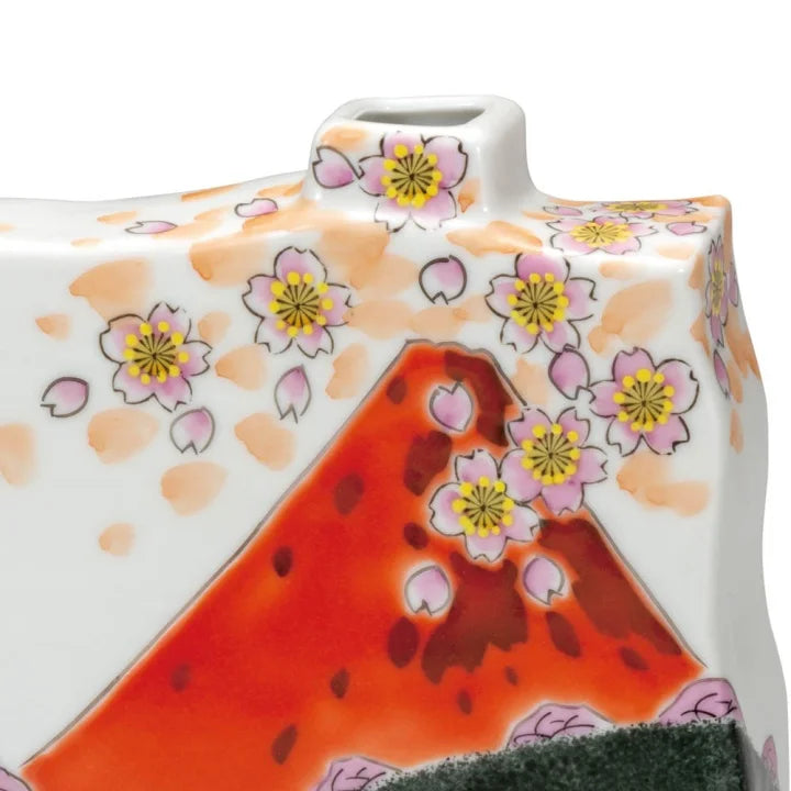 KUTANI WARE SINGLE-FLOWER VASE – RED FUJI BY FUKUDA SHŌRYŪ (GIFT BOX)