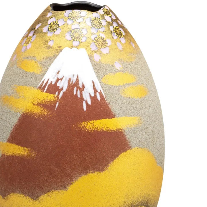 KUTANI WARE FLOWER VASE KIN'UN SAKURA FUJI /YOSHINORI FUKUDA