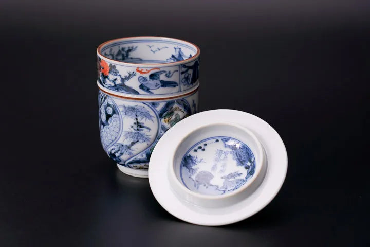 KUTANI JAPANESE LIDDED YUNOMI – IROE SHONZUI /CYOZA YAMAMOTO
