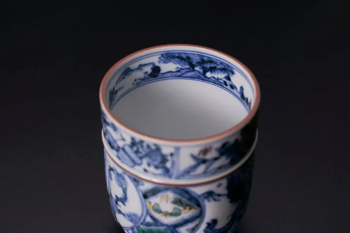KUTANI JAPANESE LIDDED YUNOMI – IROE SHONZUI /CYOZA YAMAMOTO