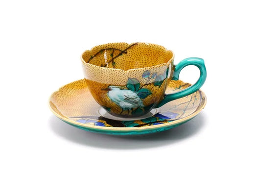 KUTANI WARE CUP & SAUCER COFFEE CUP YOSHIDAYA  /TAMEKICHI MITSUI