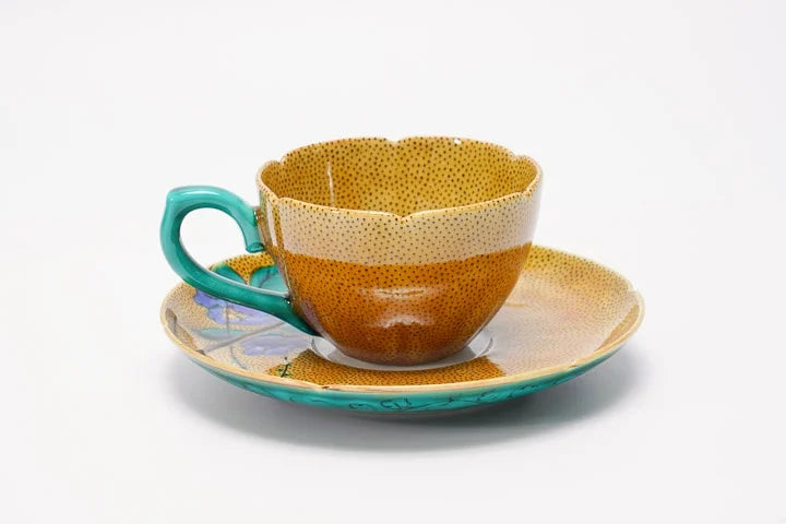 KUTANI WARE CUP & SAUCER COFFEE CUP YOSHIDAYA  /TAMEKICHI MITSUI