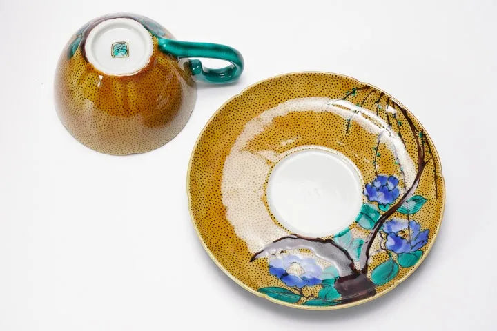 KUTANI WARE CUP & SAUCER COFFEE CUP YOSHIDAYA  /TAMEKICHI MITSUI
