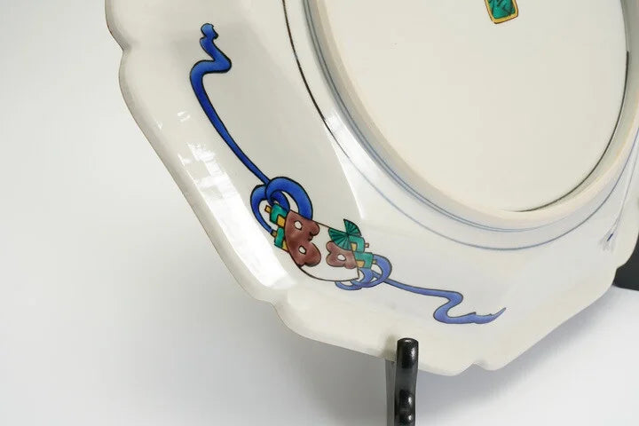 KUTANI WARE DECORATIVE PLATE SHOCHIKUBAI NI BIRD / TAMEKICHI MITSUI
