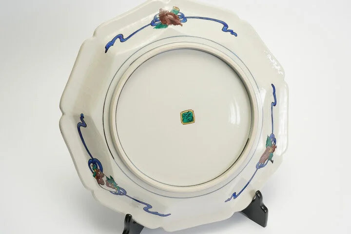 KUTANI WARE DECORATIVE PLATE SHOCHIKUBAI NI BIRD / TAMEKICHI MITSUI