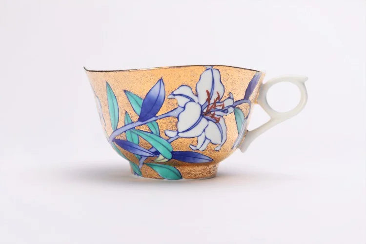 KINRYU KILN ARITA KIN-SAI YURI COFFEE CUP (WITH WOODEN BOX)