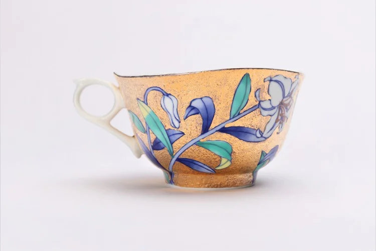 KINRYU KILN ARITA KIN-SAI YURI COFFEE CUP (WITH WOODEN BOX)