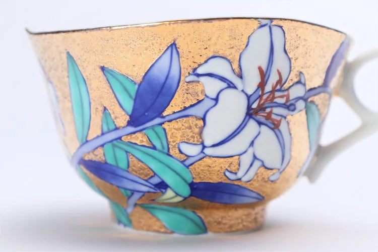 KINRYU KILN ARITA KIN-SAI YURI COFFEE CUP (WITH WOODEN BOX)
