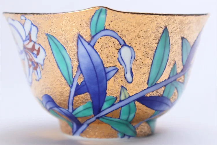 KINRYU KILN ARITA KIN-SAI YURI COFFEE CUP (WITH WOODEN BOX)