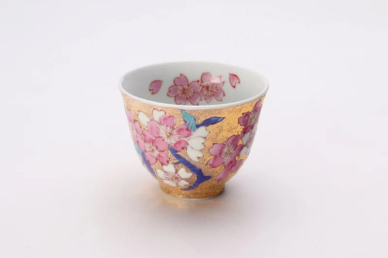 KINRYU KLIN ARITA GOLD-DECORATED PEONY TEA SET WITH WOODEN BOX