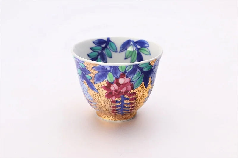 KINRYU KLIN ARITA GOLD-DECORATED PEONY TEA SET WITH WOODEN BOX