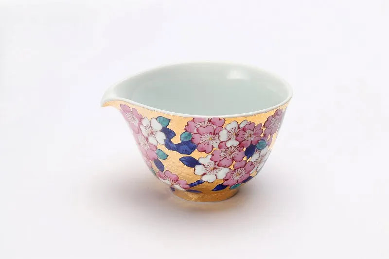 KINRYU KLIN ARITA GOLD-GILDED CHERRY BLOSSOMS TEA SET WITH WOODEN BOX
