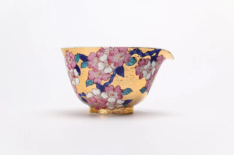 KINRYU KLIN ARITA GOLD-GILDED CHERRY BLOSSOMS TEA SET WITH WOODEN BOX