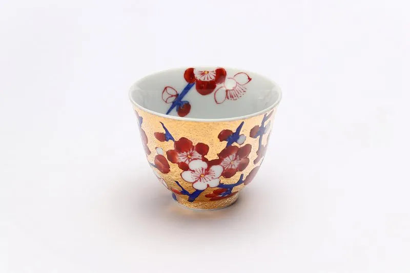 KINRYU KLIN ARITA GOLD-GILDED CHERRY BLOSSOMS TEA SET WITH WOODEN BOX