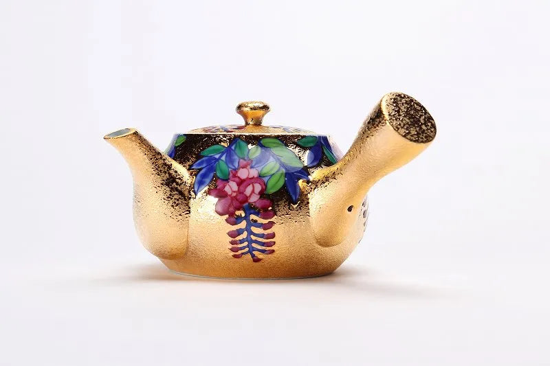 KINRYU KLIN ARITA GOLD-GILDED WISTERIA TEA SET WITH WOODEN BOX