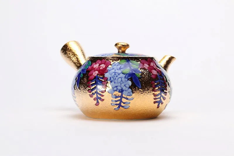 KINRYU KLIN ARITA GOLD-GILDED WISTERIA TEA SET WITH WOODEN BOX